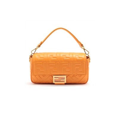 FENDI BAGUETTE NAPPA LEATHER ORANGE (27*15*6cm) FENDI BAGUETTE NAPPA LEATHER ORANGE (27*15*6cm)